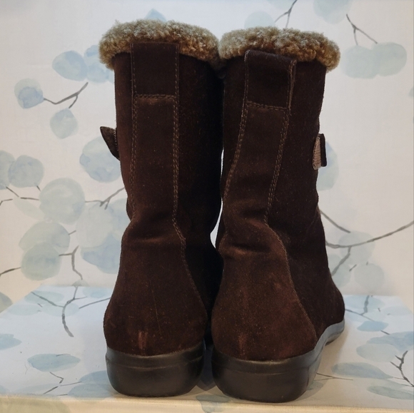 STUART Weitzman Brown Suede Velcro Strap Winter Boots Booties 8.5 - Picture 11 of 11